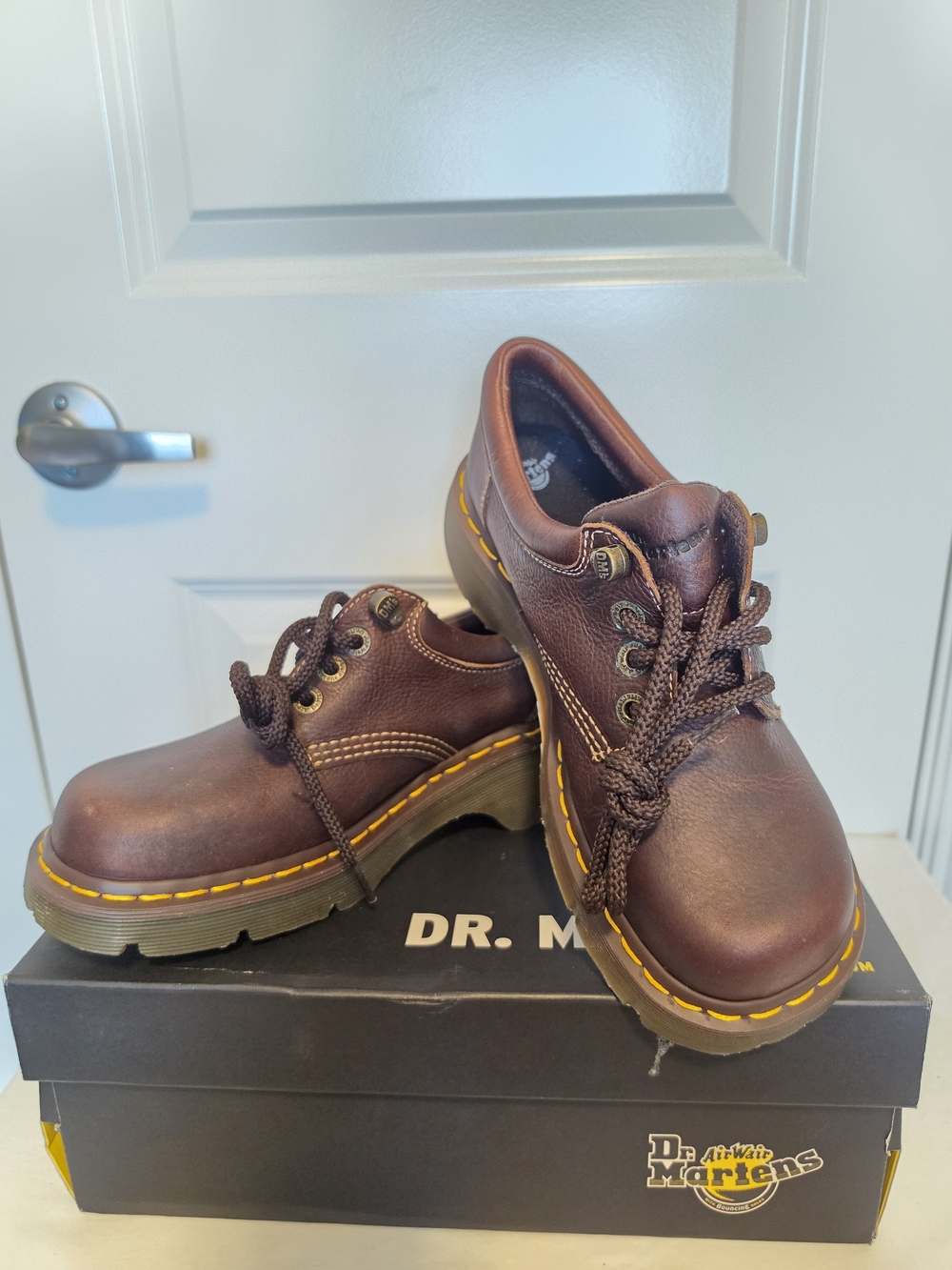 DR. MARTENS 3A80 BARK LEATHER Y2K VINTAGE CHUNKY OXFORDS NEW IN BOX - 8